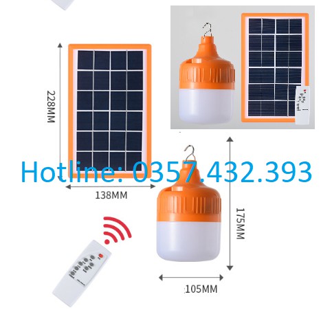 SALE SỐC - Bộ Đèn Bulb tích điện năng lượng mặt trời có điều khiển, cảm biến màu cam