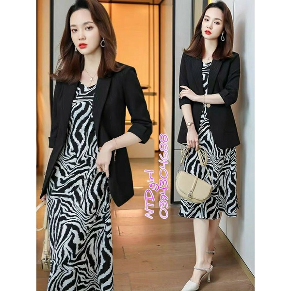 Hàng nhập - Set bộ vest nữ gồm đầm và áo blazer, sét đồ thời trang công sở trẻ trung
