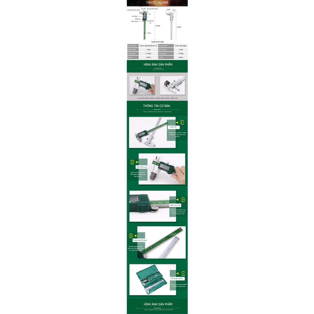 Thước kẹp điện tử thép cacbon tỉ lệ 0-150mm, Thước cặp Vernier kỹ thuật số, thước cặp caliper - Chính hãng TUOSEN