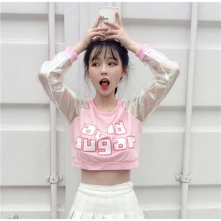 Áo Croptop Dài Tay Trong Suốt Mới 2018