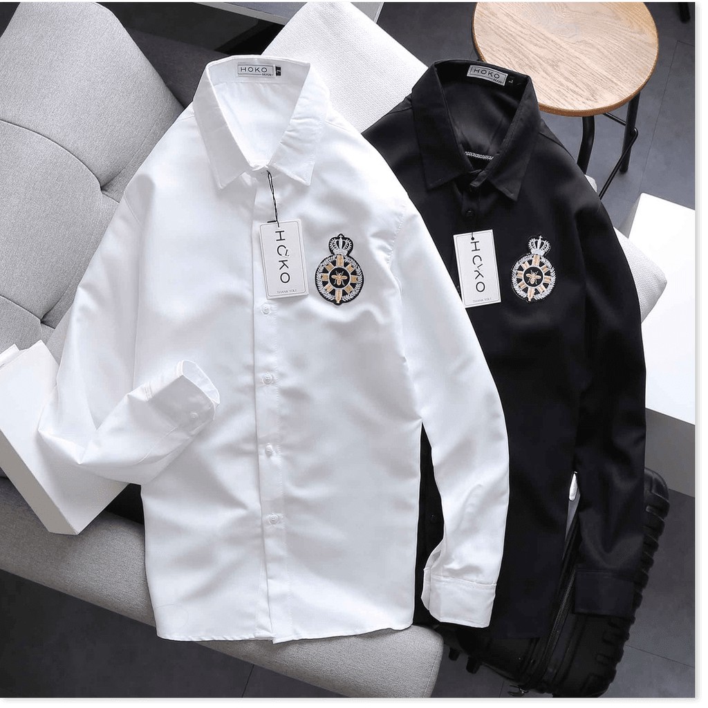 Áo sơ mi nam tay dài in thêu cực chất , siêu phong cách cho anh em KHANH AN FASHION
