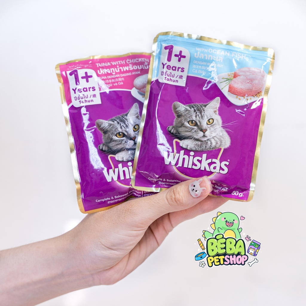 Pate cho mèo Whiskas gói 80g cho mèo lớn và mèo con với nhiều hương vị mới thơm ngon, hấp dẫn | Bé Ba Petshop