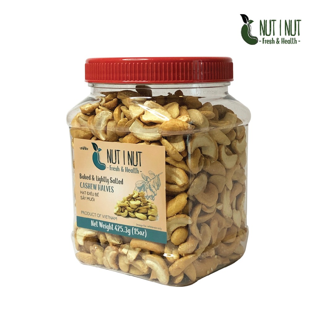 Hạt điều NUT I NUT sấy muối vỡ đôi hũ 425.3 gram