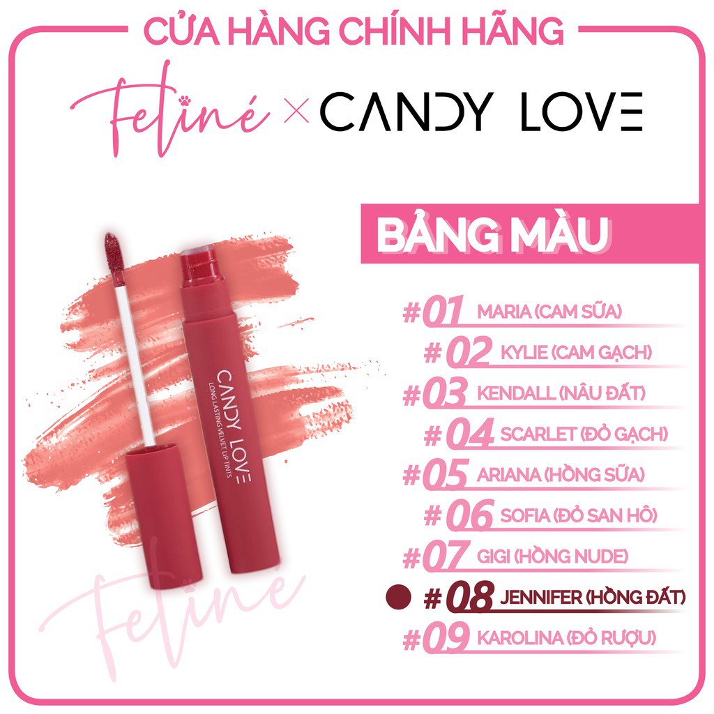 Son kem lì lâu trôi Hàn Quốc - Son môi Candy Love - Son môi màu HỒNG ĐẤT cực xinh - Son lì chính hãng