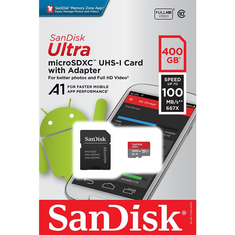 Thẻ nhớ MicroSDXC SanDisk Ultra A1 400GB Class 10 U1 100MB/s box Anh (Đỏ) - No Adapter