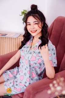 Bộ Lụa xanh tim hồng - lửng