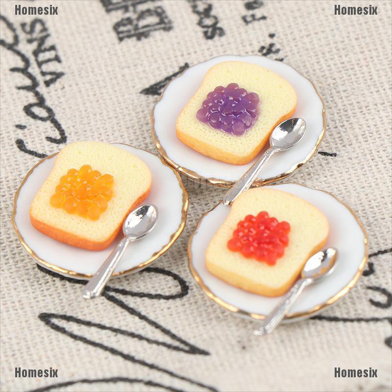 [HoMSI] 1:12 Dollhouse Miniature Mini Jam toast Combo Model Kitchen Accessories Toys SUU