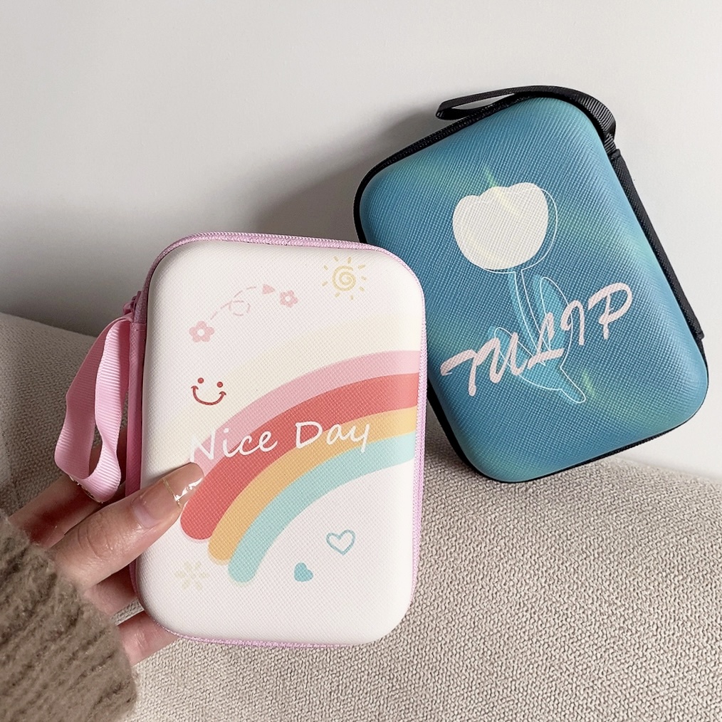Túi Đựng Mini Cứng Hình Vuông Bằng EVA Cứng Hình Hoạt Hình Có Dây Đeo Tay