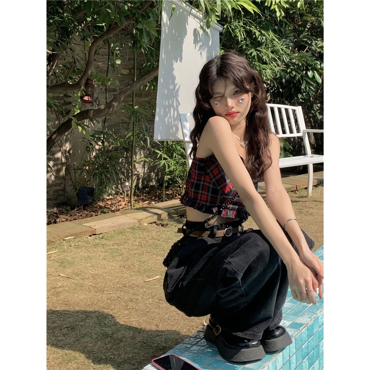 Áo Hai Dây Ngắn Họa Tiết Kẻ Sọc Phong Cách Cổ Điển Thời Trang 2022 Cho Nữ