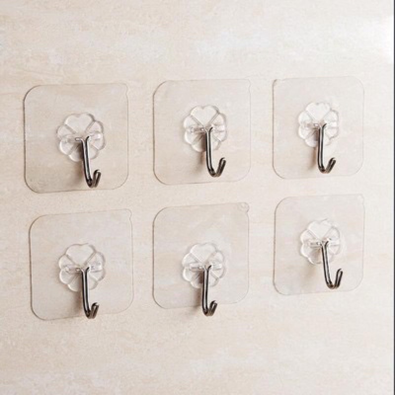 Móc Dán Tường Siêu Dính Trong Suốt Chịu Lực Tốt Treo Tường Chắc Chắn 6x6 cm BABYCARE