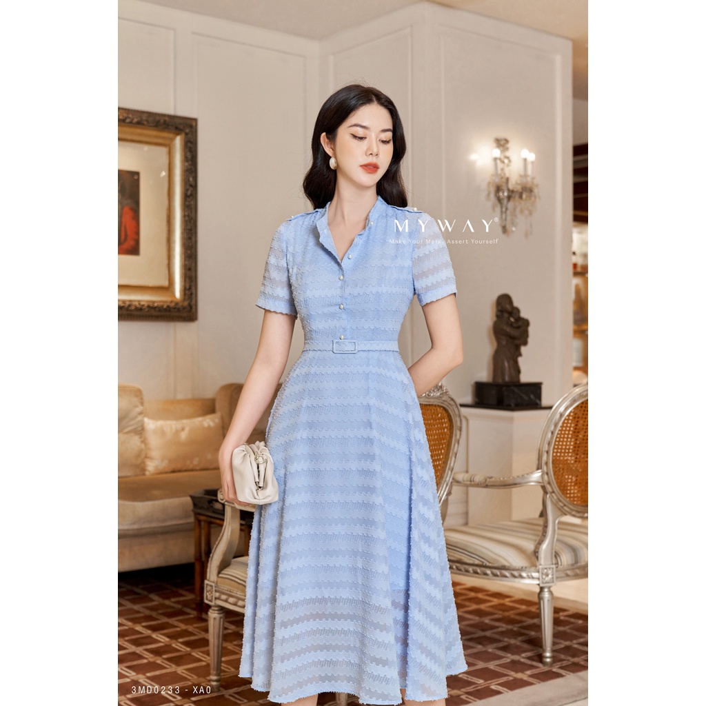 Đầm Công Sở Nữ MY WAY Dáng Xòe Kèm Theo Đai Cao Cấp 3MD0233