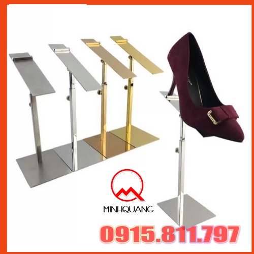 Kệ để giày dép - kệ trưng bày giày dép,2 màu mạ vàng bóng và inox bóng,kích thước cao 150mm
