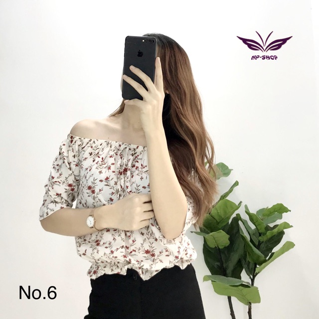 Áo trễ vai hoa nữ tính- kèm video/ ảnh thật | BigBuy360 - bigbuy360.vn