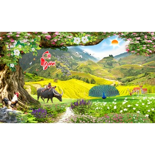 Tranh dán tường 3D Sơn thủy hữu tình 1290
