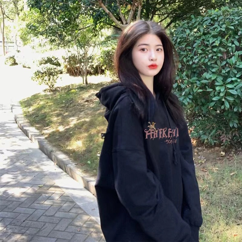 Áo Hoodie Dài Tay In Chữ Và Bướm Thời Trang Dành Cho Nữ