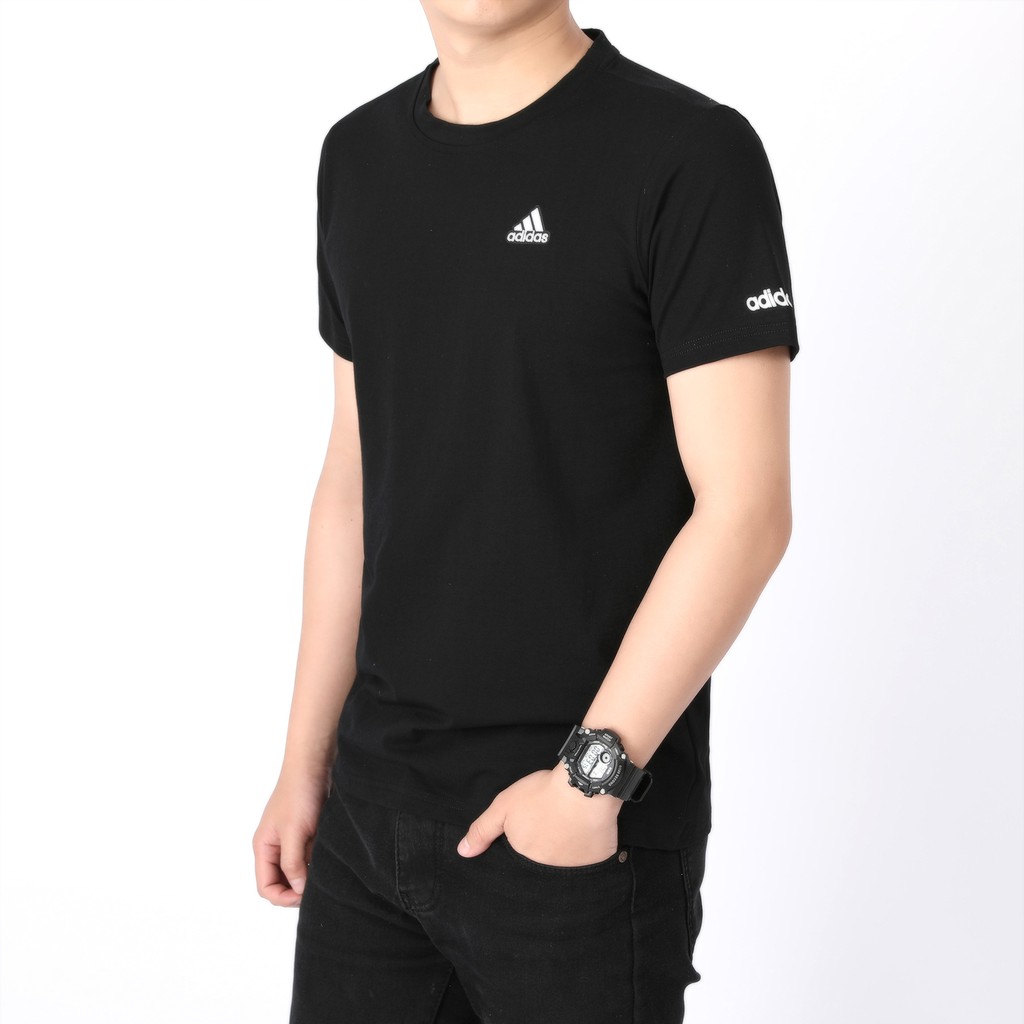 ADIDAS Áo Thun Nam Ngắn Tay Cổ Tròn Thời Trang Hàn 100% Cotton