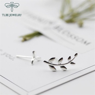 Khuyên tai bạc nữ TLEE lá lệch basic cá tính TLEE JEWELRY B0191