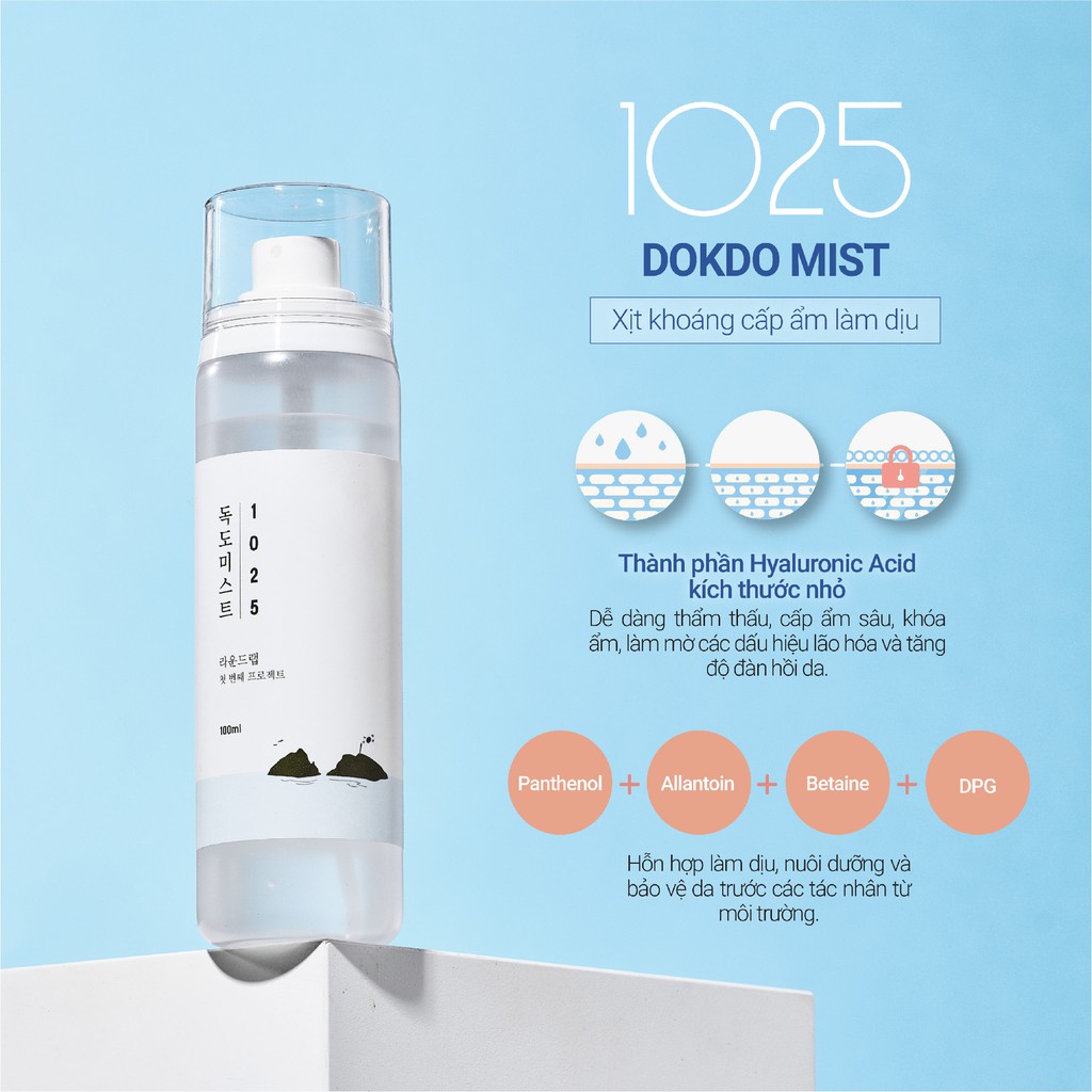 [Mã BMBAU50 giảm 7% đơn 99K] Xịt khoáng cấp ẩm làm dịu Round Lab 1025 Dokdo Mist 100ml