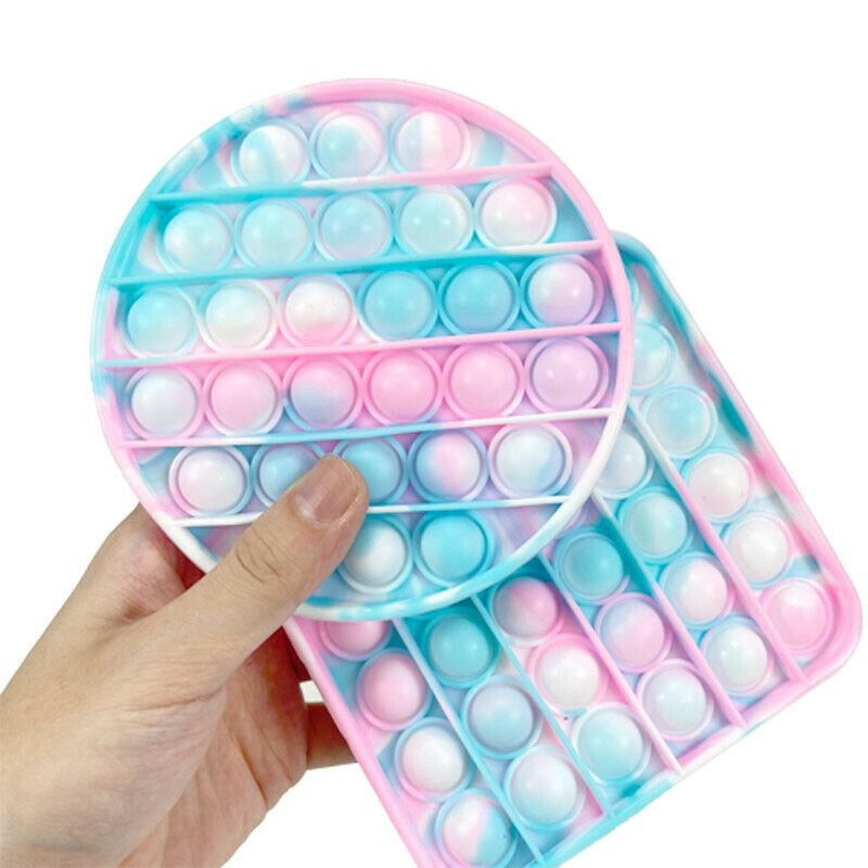 Pop It Fidget toy nhấn nút tròn giảm căng thẳng độc đáo / Đồ chơi ấn bong bóng màu cầu vồng vui nhộn