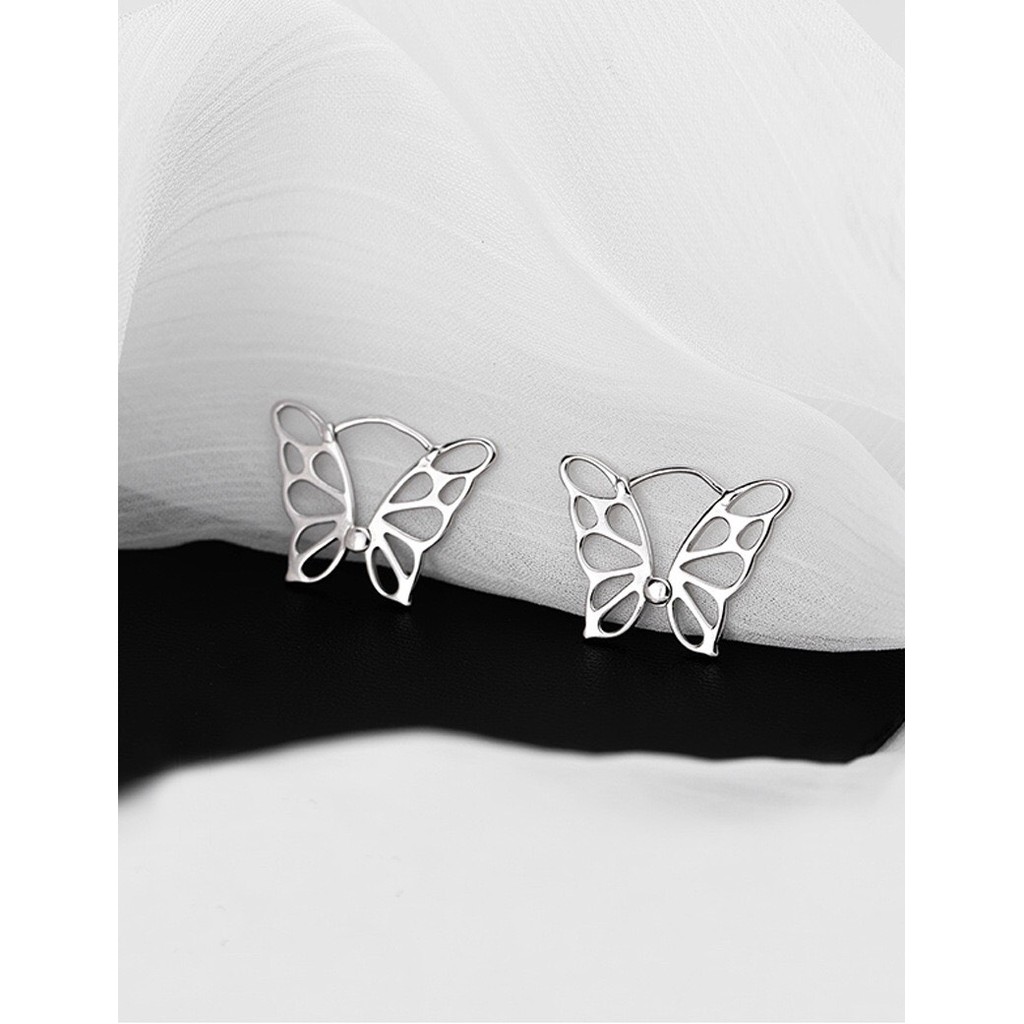 Bông Tai Nữ Hợp Kim Cao Cấp ERASHOP 078482 - Bươm Bướm Bạc Đơn Giản, Độc Lạ, Đi Tiệc, Đi Chơi Siêu Rẻ Đẹp