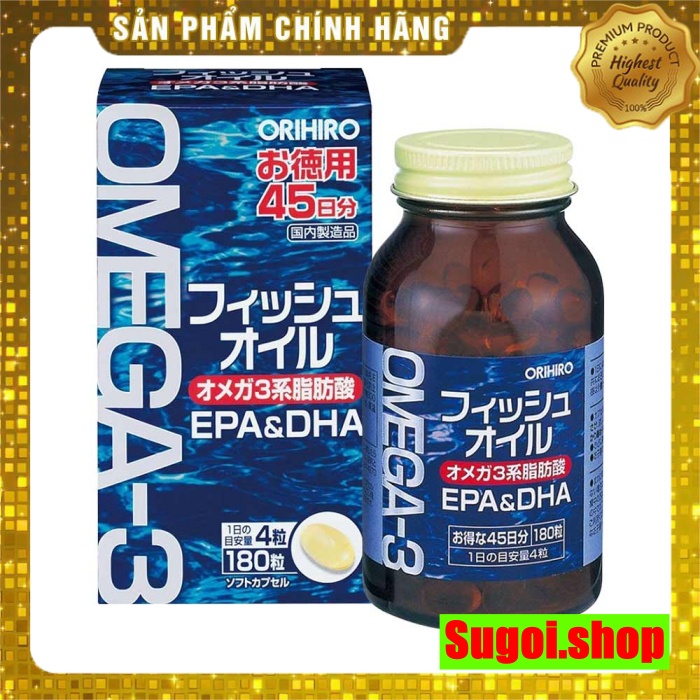Dầu cá Omega 3 EPA & DHA Orihiro Nhật Bản hộp 180 viên