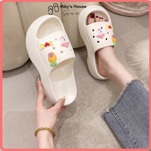 Dép nữ đế cao, Dép quai ngang đế cao 6cm tặng kèm sticker dễ thương DC-01 - Mây’s House