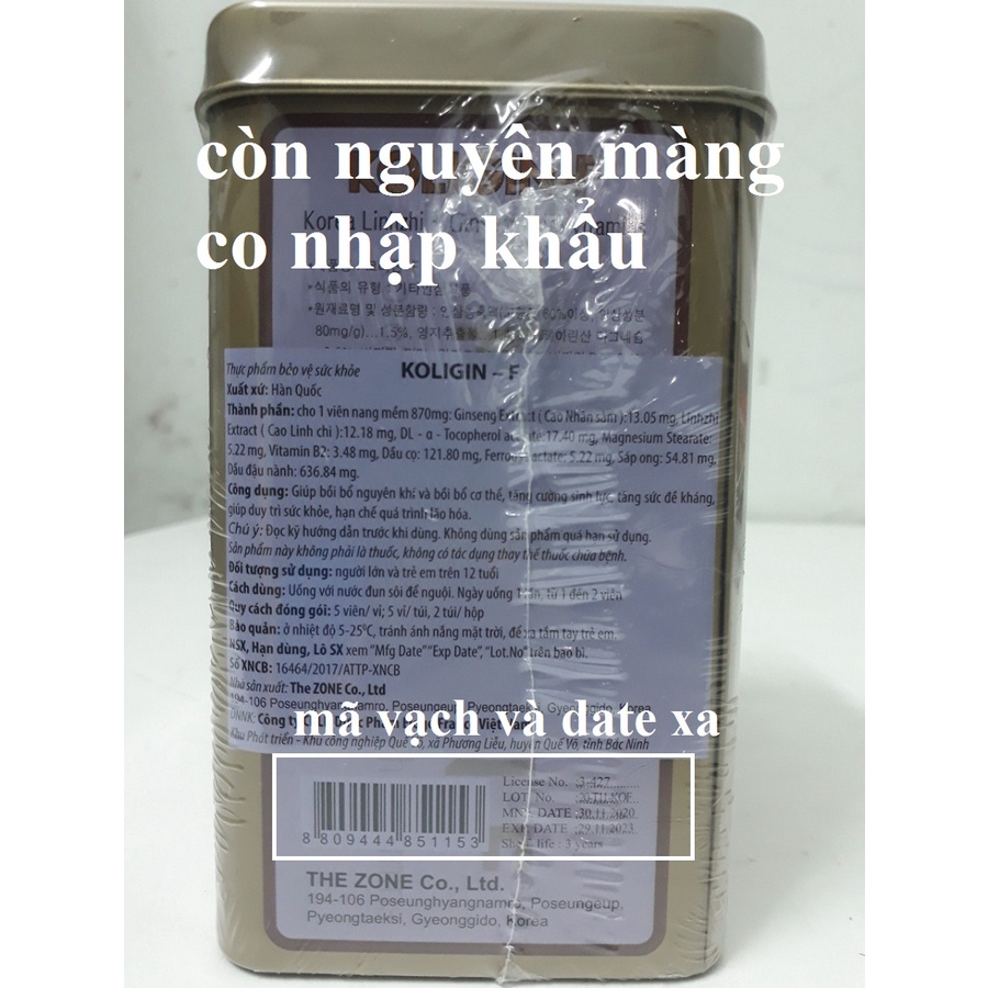 KOLIGIN F - NHẬP KHẨU KOREA - Nhân sâm, linh chi, tăng cường sinh lực