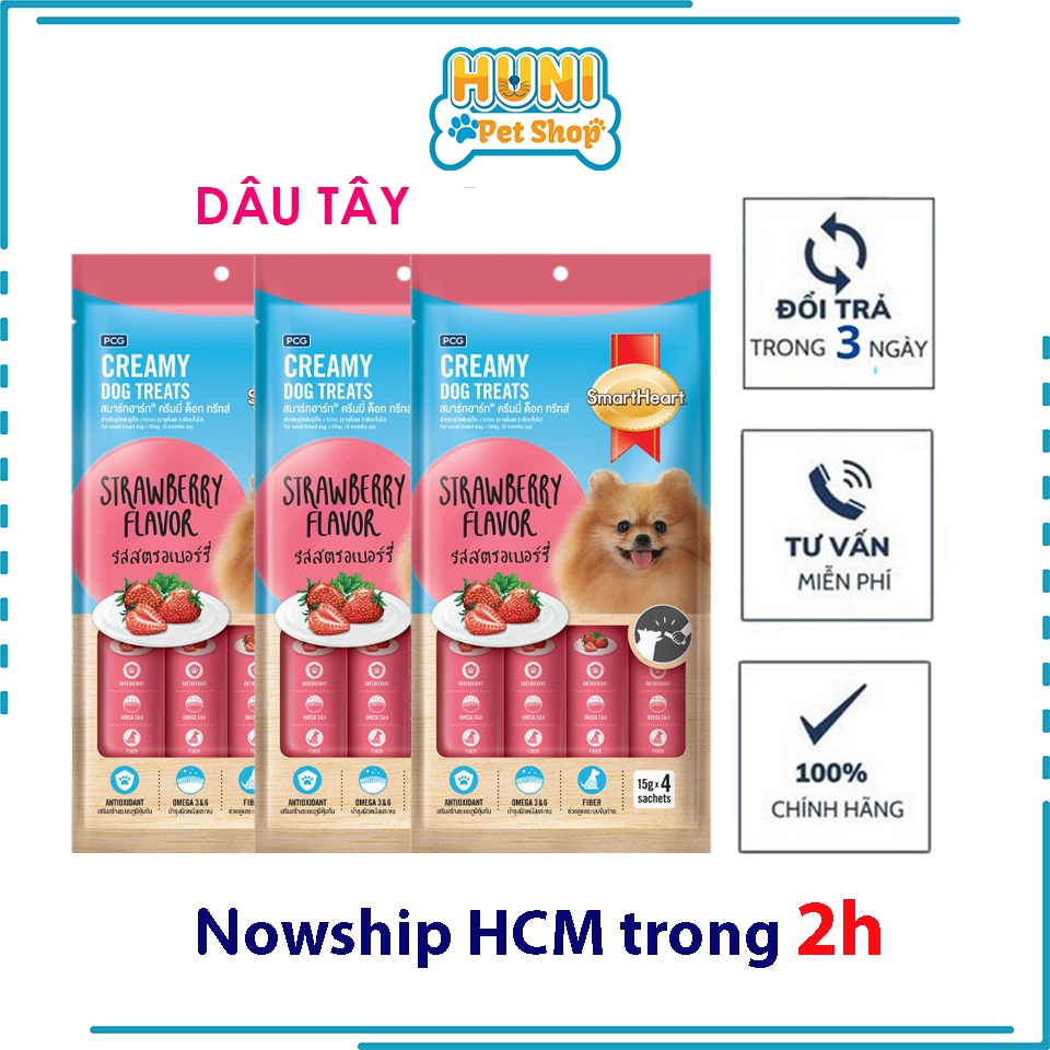 SmartHeart Creamy Dog Treats - Bánh Thưởng Dạng Kem ( 15g x 4 Thanh) - Huni petshop