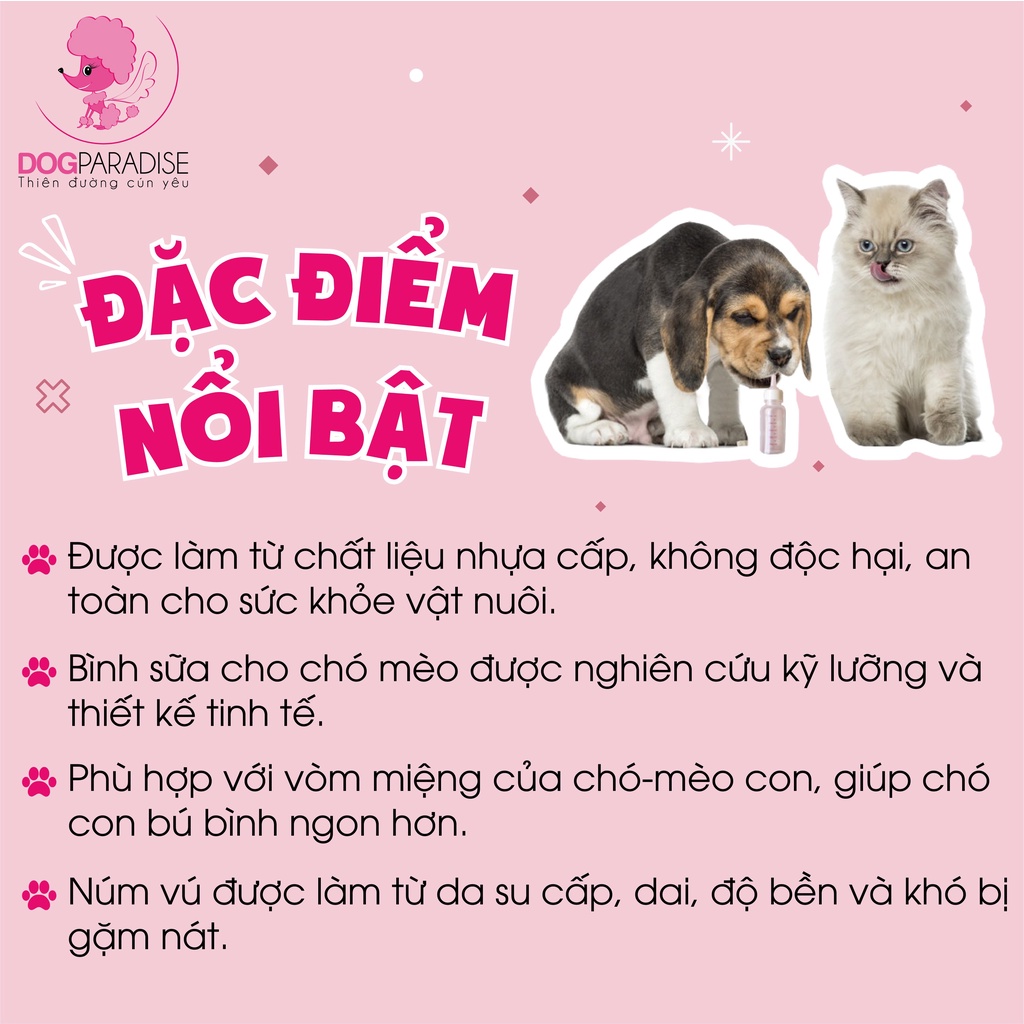 Bộ bình sữa cho chó, mèo con (50ML)  PIAN PIAN - Dog Paradise