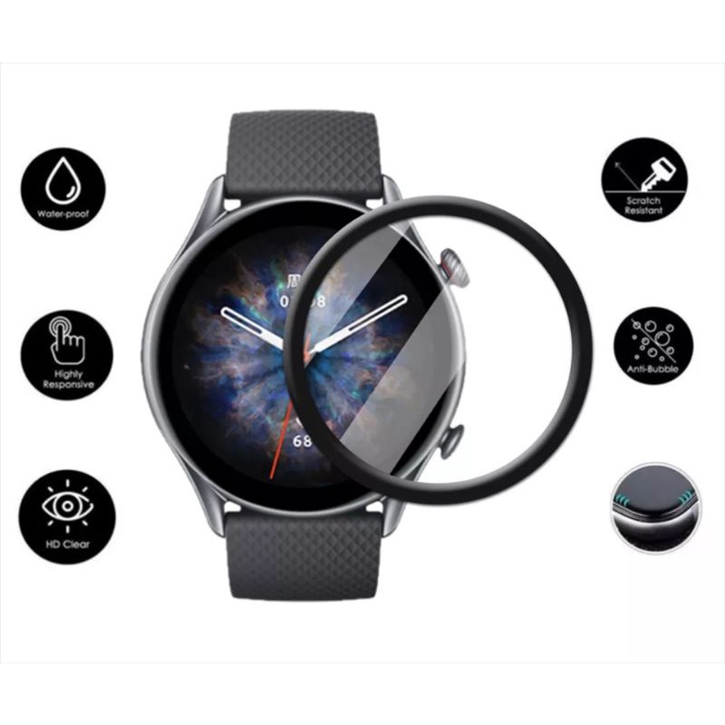 Cường lực màn hình 3D Cạnh Cong Full mặt kính cho Amazfit Gtr3/ Gtr3 Pro