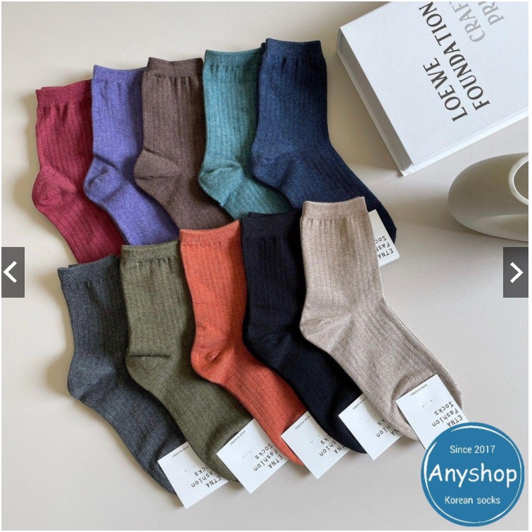Vớ Cotton Màu Sắc Retro Phong Cách Hàn Quốc Dành Cho Nữ