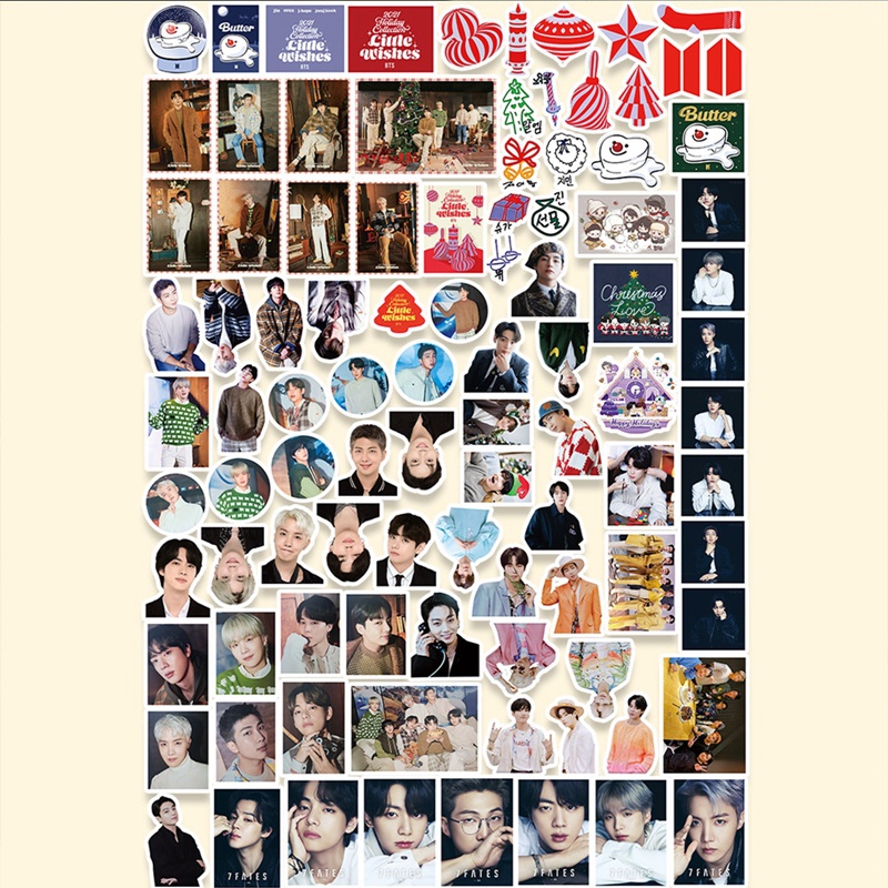 Bộ 96 Sticker Chống Thấm Nước Hình Kpop BTS 2021 Dán Ván Trượt Laptop