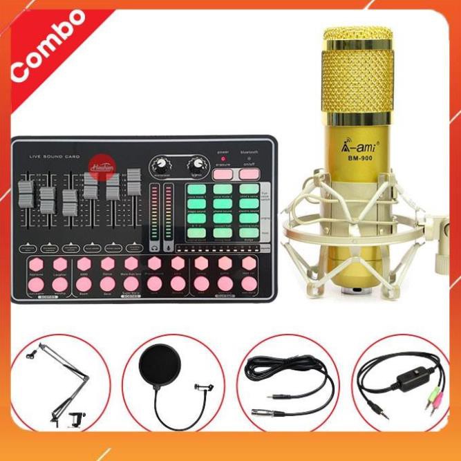 Bộ mic thu âm bm900 woaichang chân màng ma2- Combo micro Mic thu âm sound card K9 - Chính hãng - Bh 6 tháng