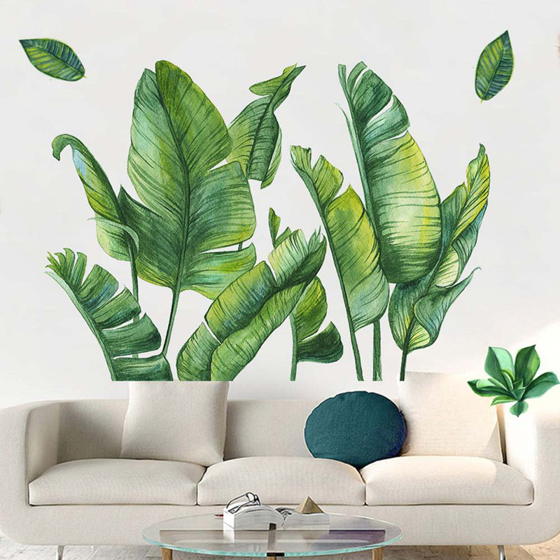 flowersqueen Hình dán tường họa tiết lá cây 3D