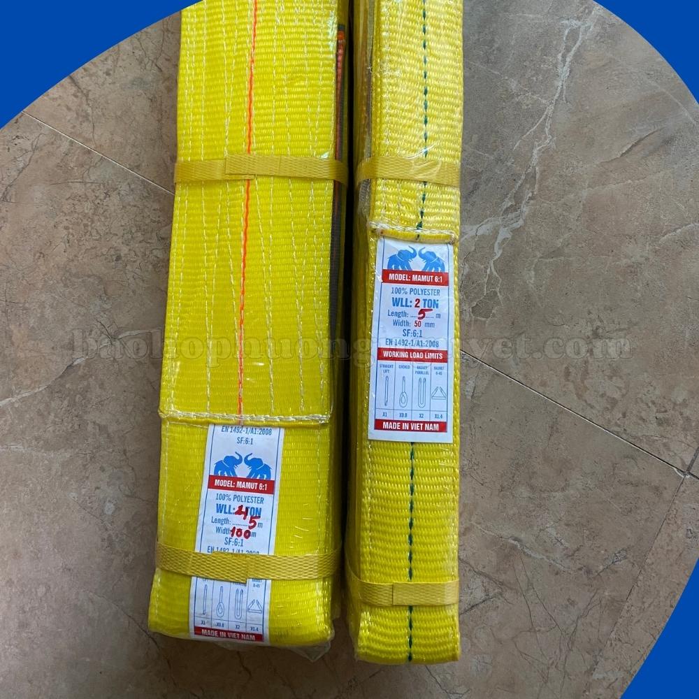 Dây cáp vải cẩu hàng, dây đai cẩu hàng 3 tấn - bản 75mm - hệ số 5:1 (nhiều kích thước)