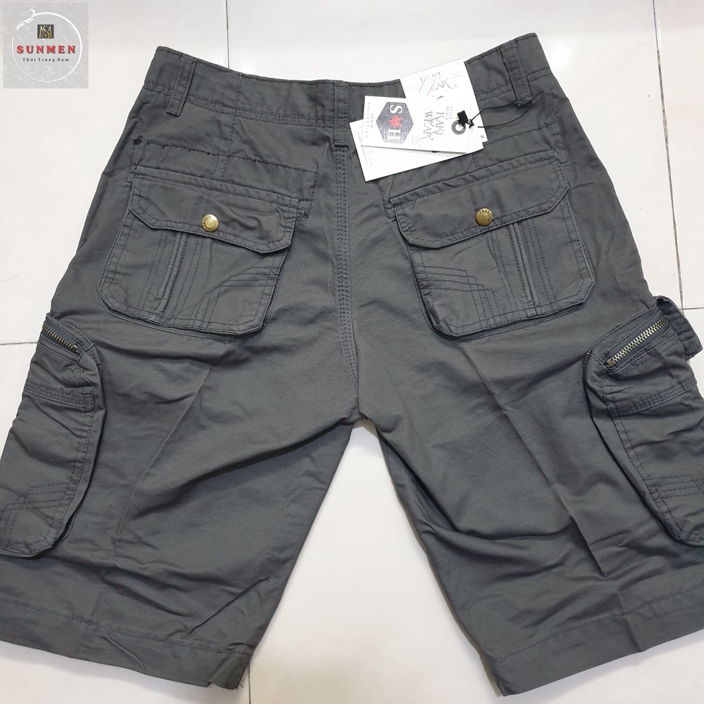 [HCM] Quần Short Nam Kaki Lửng 6 Túi Cao Cấp Túi Hộp Đai Nịt From Rộng Thoải Mái Có Túi Khóa Kéo SUNMEN Size Từ 29 - 36