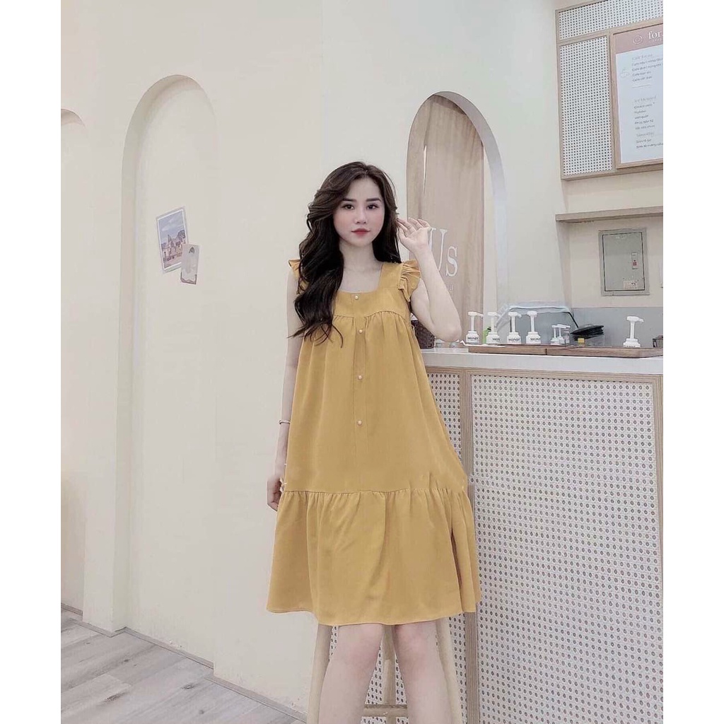 Đầm bầu hai dây đính hạt chai M349 thời trang thiết kế freesize Mom and Baby