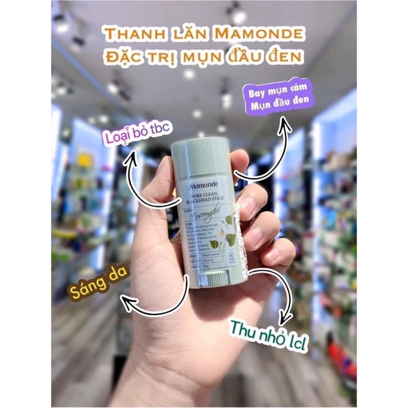 Thanh lăn mụn đầu đen Mamonde trà xanh hàn quốc 18g