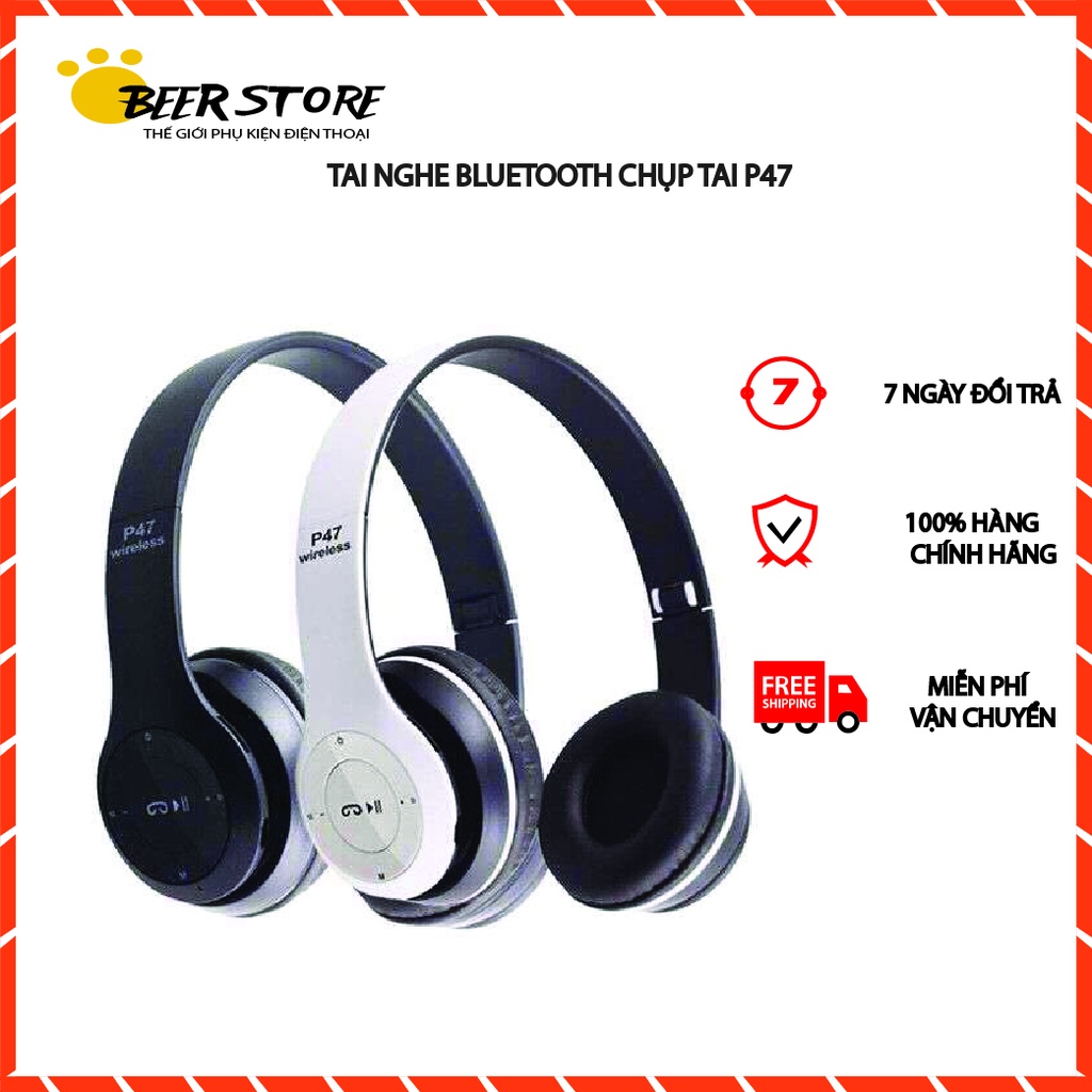 Tai Nghe Bluetooth P47 Có Khe Cắm Thẻ Nhớ Có Thể Dùng Trực Tiếp Dây Nối Vào thiết bị