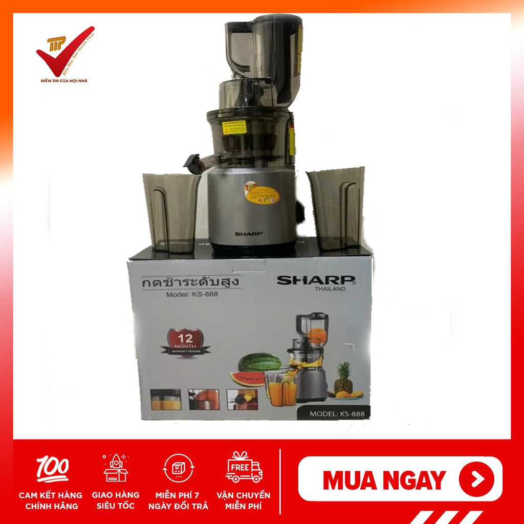 [Mã ELHA22 giảm 6% đơn 300K] Máy ép chậm Sharp KS-888 ép rau củ quả siêu kiệt nước, bảo hành 12 tháng.