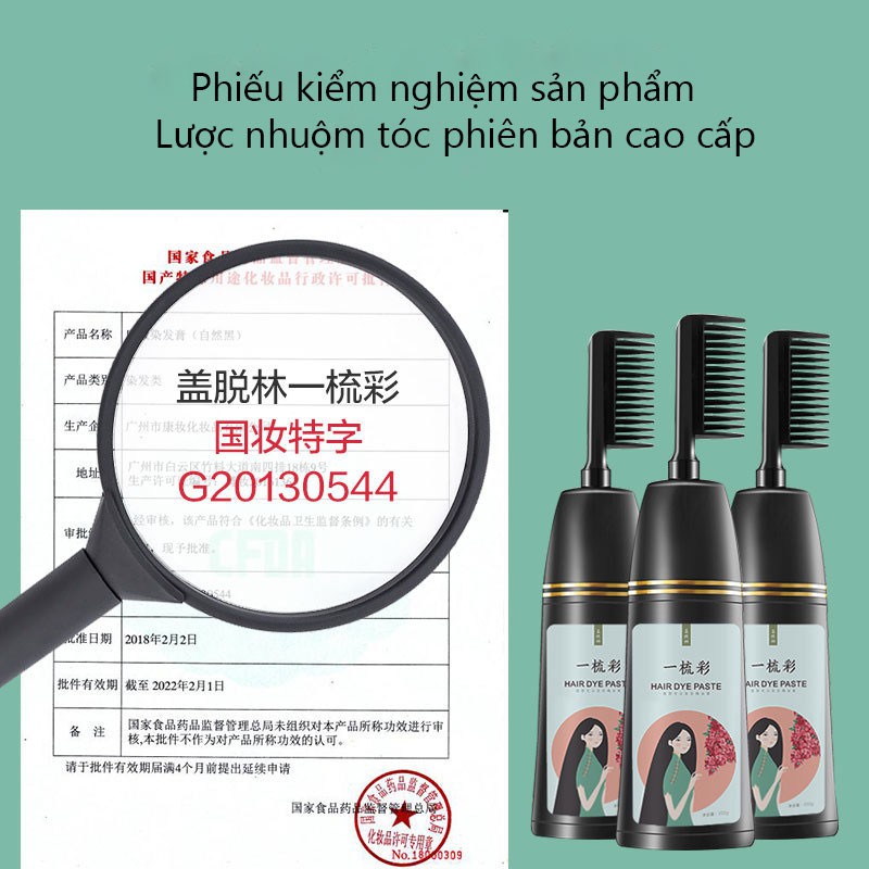 Bộ lược nhuộm tóc thông minh 1 nút bấm phiên bản cao cấp nhiều màu (phủ bạc)