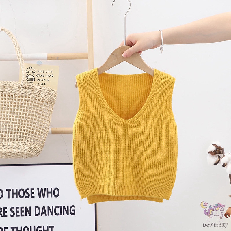 Áo ghi lê dệt kim sát nách kiểu dáng Hàn Quốc đáng yêu cho bé