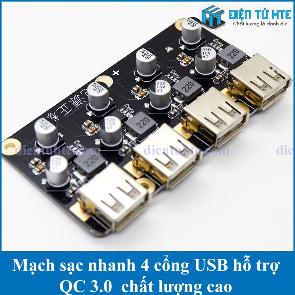 Mạch sạc nhanh 4 cổng USB hỗ trợ chuẩn QC3.0 và nhiều chuẩn khác [HTE Quy Nhơn CN2]