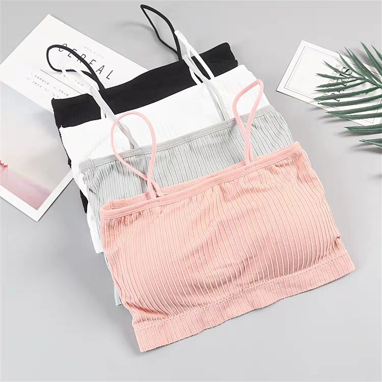 Áo bra 2 dây gân - Áo ngực học sinh dáng croptop