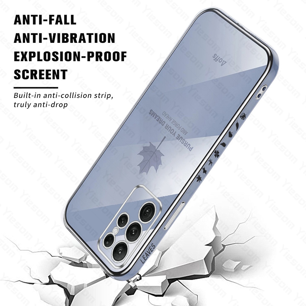 Ốp Điện Thoại Khung Vuông Mềm Chống Sốc Họa Tiết Lá Phong Sang Trọng Cho Samsung Galaxy S22 S21 Ultra S21 FE S20FE S21 S20 Plus