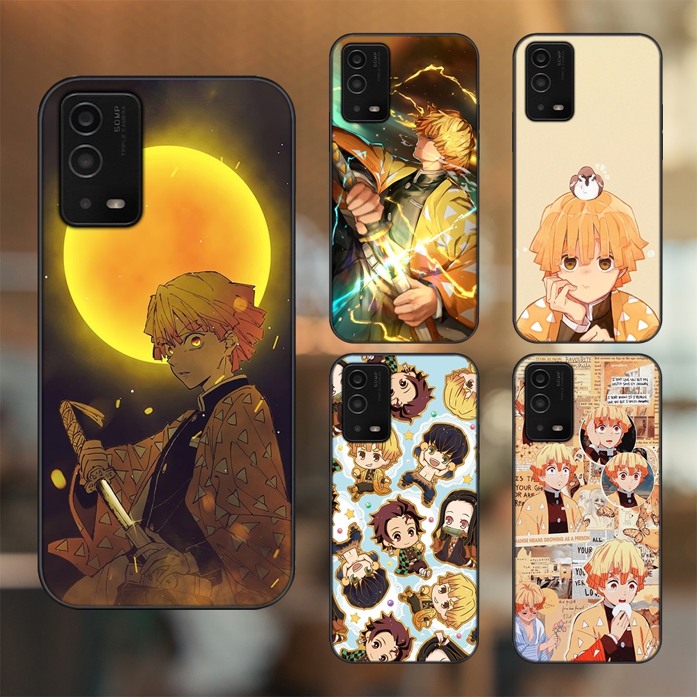 Ốp lưng Oppo A55 4G, A55 5G viền đen in hình Zenitsu Kimetsu no Yaiba