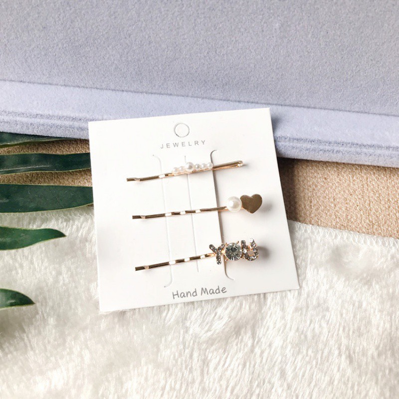 Set 3 kẹp tóc đính hạt ngọc trai nhân tạo tinh tế cho nữ
