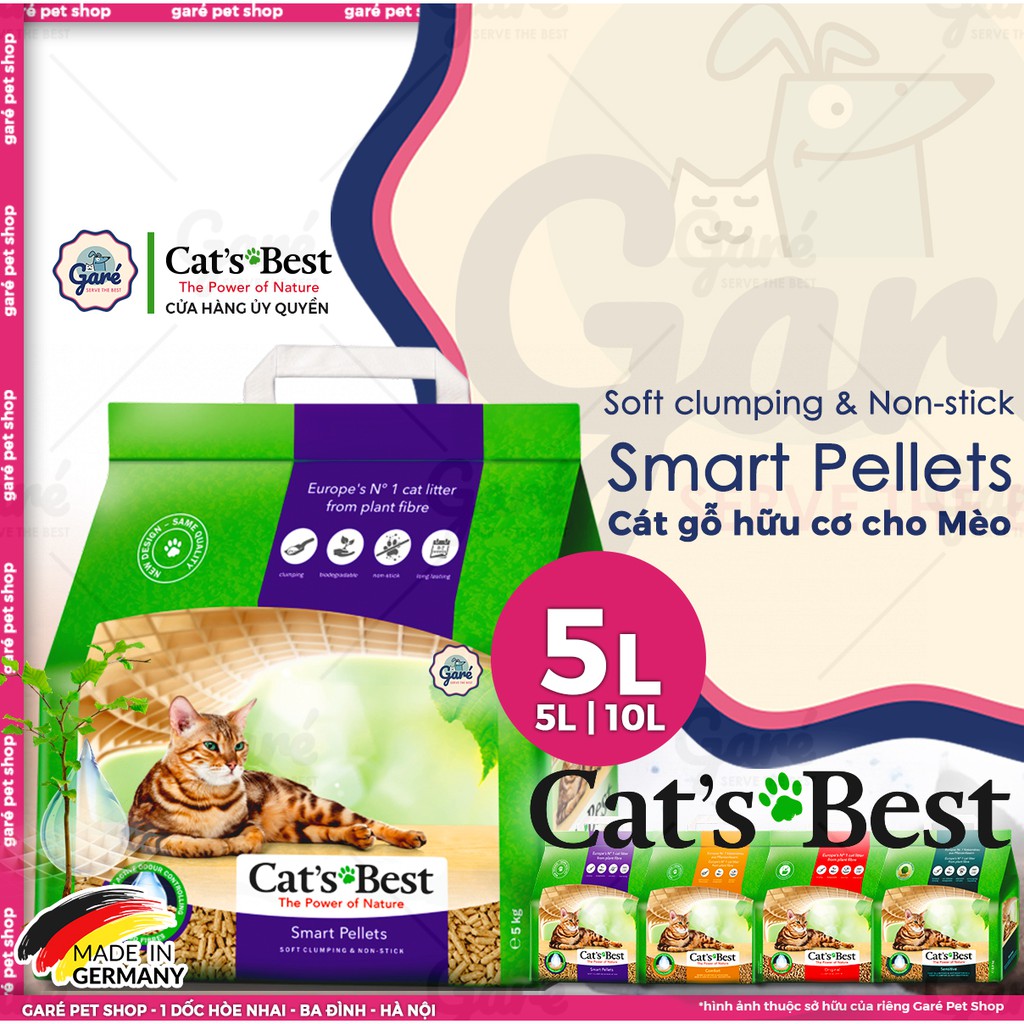 5L - Cát gỗ hữu cơ Smart Pellets Cat's Best cát Đức dành cho Mèo lông dài - Cat's Best Smart Pellets Litter for Cats