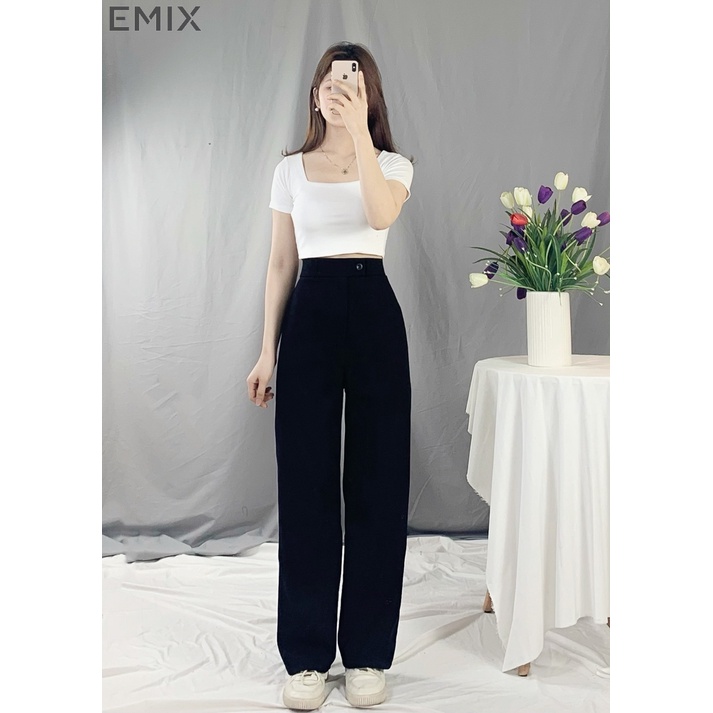Quần tây nữ công sở 09 EMIX (5 màu), ống suông, dáng dài 100cm, vải tuyết mưa dày đẹp, không nhăn, cạp nhỏ, tôn dáng