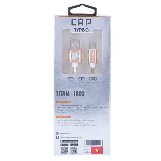 [RẺ VÔ ĐỊCH] CÁP SẠC NHANH TYPE C KIM LOẠI TITAN IR03 - MÀU VÀNG